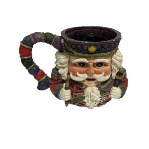 1997 Joelson Industries Nutcracker Soldier Mug Purple Christmas Decor 4.5"